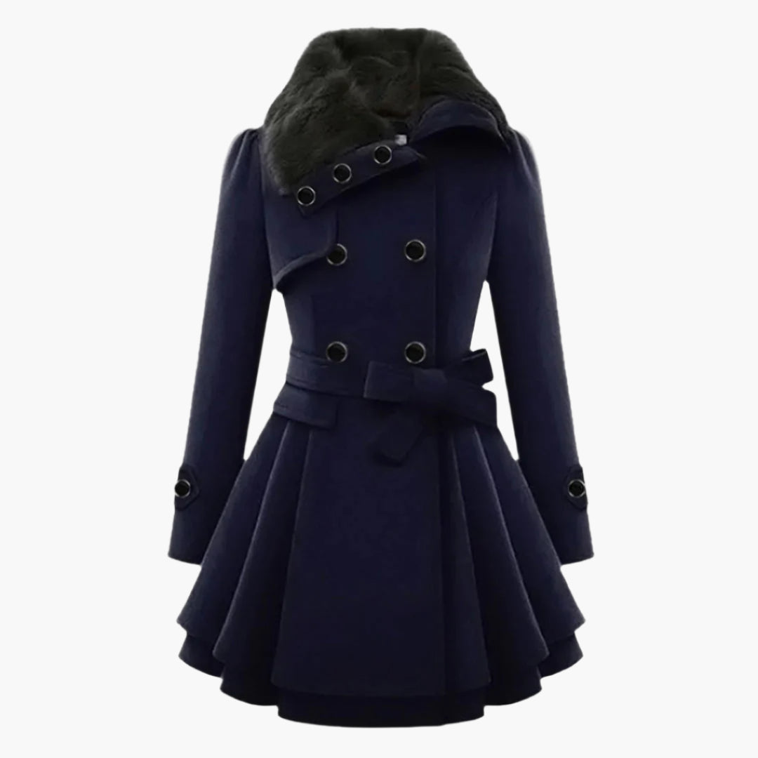 Lydia Women's Coat | Luxurious Faux Fur Collar, Flared Design 4