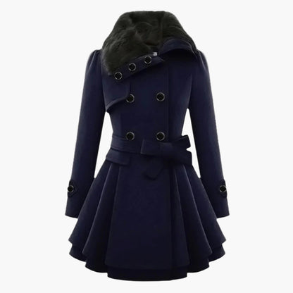 Lydia Women's Coat | Luxurious Faux Fur Collar, Flared Design 4