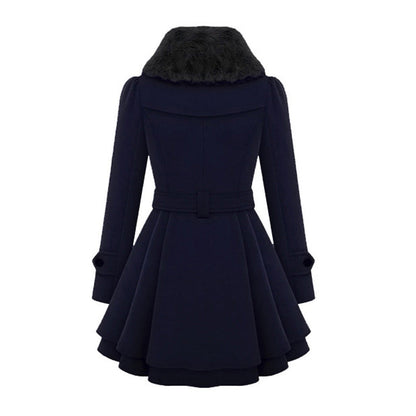 Lydia Women's Coat | Luxurious Faux Fur Collar, Flared Design 5