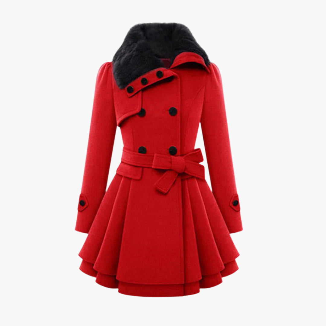 Lydia Women's Coat | Luxurious Faux Fur Collar, Flared Design 6