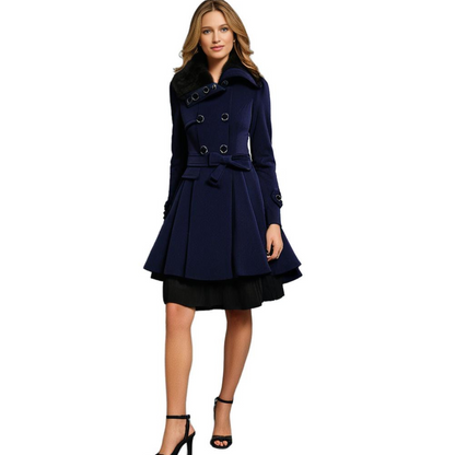 Lydia Women's Coat | Luxurious Faux Fur Collar, Flared Design 8