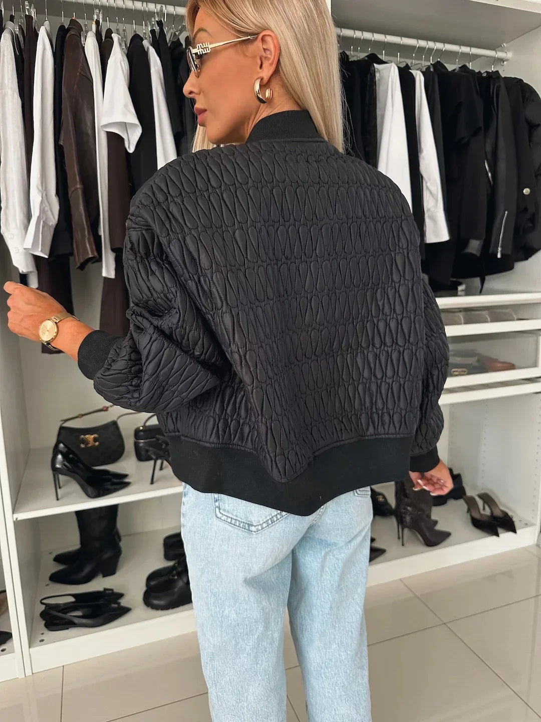 Lydia Women's Quilted Bomber Jacket | Cropped Style for Winter Coats 7