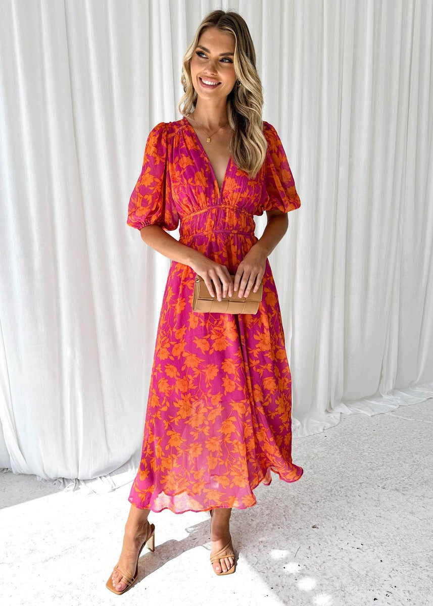 Lyla Women's Midi Dress | Floral Print, Comfortable Fit 0