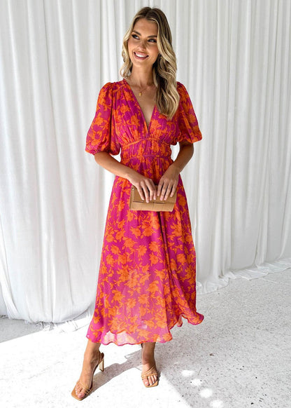 Lyla Women's Midi Dress | Floral Print, Comfortable Fit 0