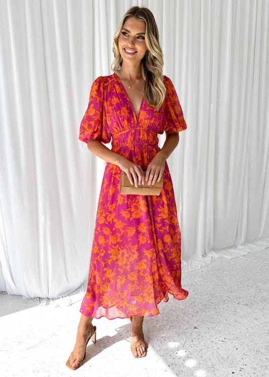 Lyla Women's Midi Dress | Floral Print, Comfortable Fit 0