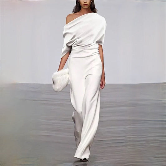 Mandy Women's Jumpsuit | One-Shoulder, Wide-Leg Design 0