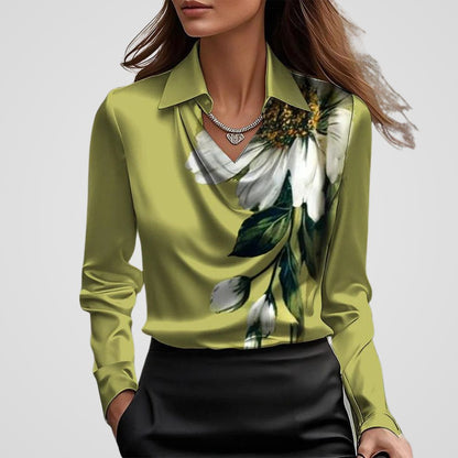 Mara Women's Blouse | Satin Draped Neck, Elegant Design 6