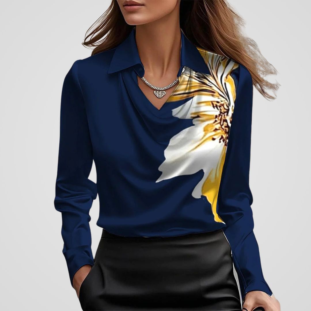Mara Women's Blouse | Satin Draped Neck, Elegant Design 7