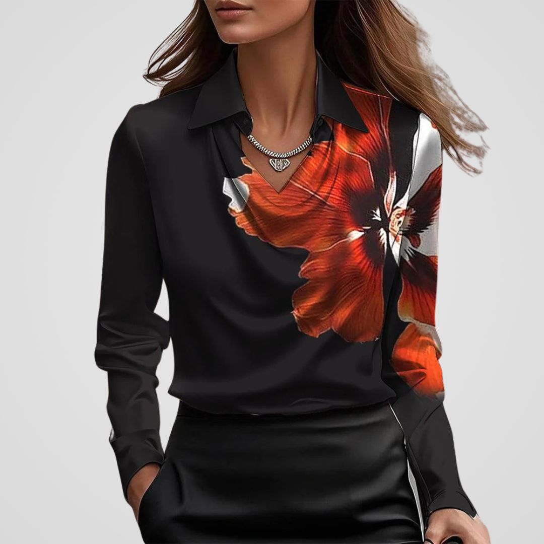 Mara Women's Blouse | Satin Draped Neck, Elegant Design 9