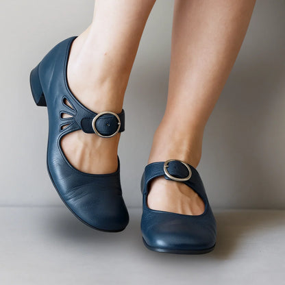 Mara Women's Mary Jane Shoes | Buckle Strap, Block Heel, Side Cutout 4