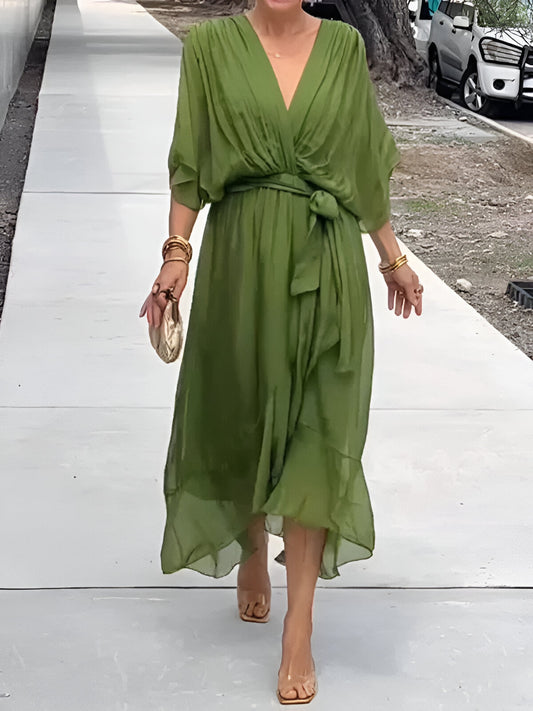 Mara Women's Midi Dress | Lightweight Chiffon, Elegant Summer Style 0