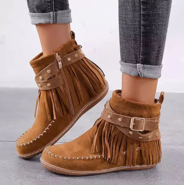 Margo Women's Boots | Synthetic Suede, Adjustable Fringe Design 2