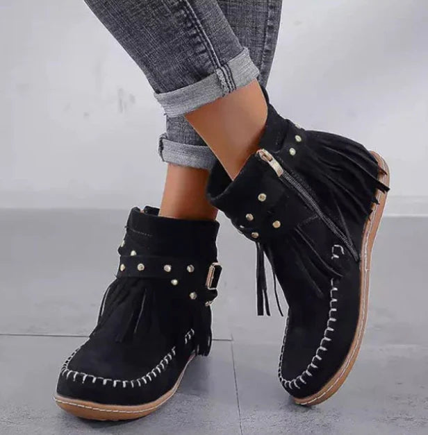 Margo Women's Boots | Synthetic Suede, Adjustable Fringe Design 3