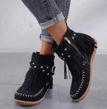 Margo Women's Boots | Synthetic Suede, Adjustable Fringe Design 3