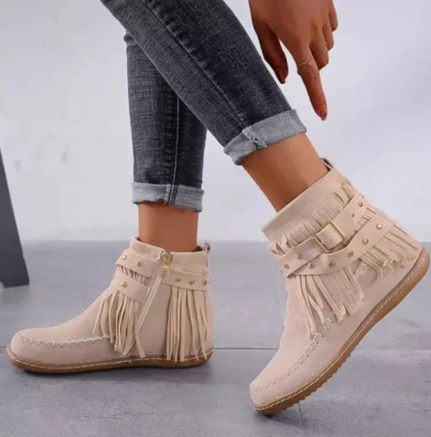 Margo Women's Boots | Synthetic Suede, Adjustable Fringe Design 4