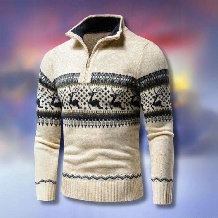 Maverick Men's Half-Zip Sweater | Fair Isle Pattern, Casual Christmas Style 2