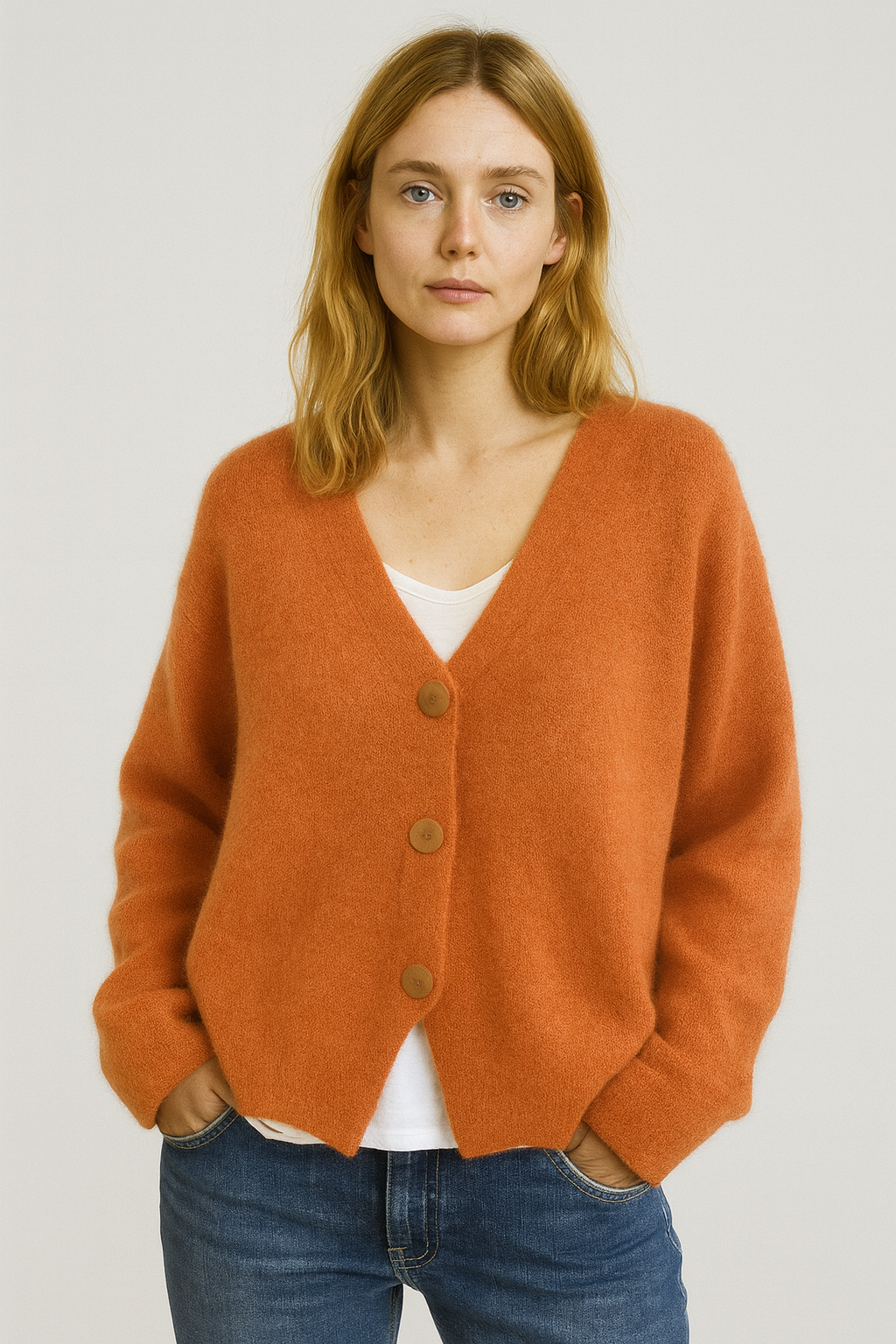 Megan Women's Cardigan | Soft Knit, Relaxed Fit V-Neck Button Front 0