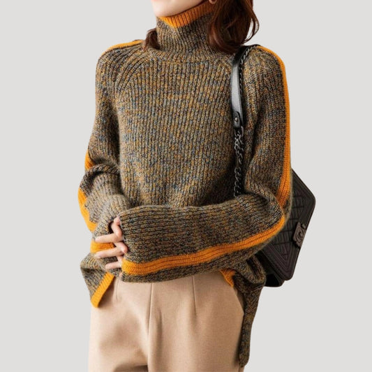 Mia Women's Turtleneck Sweater | Ribbed Knit, Elegant Spring Style 0