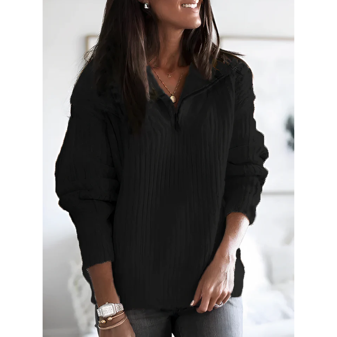 Mila Women's Oversized Sweater | Cozy Knitted Design with Zipper 2