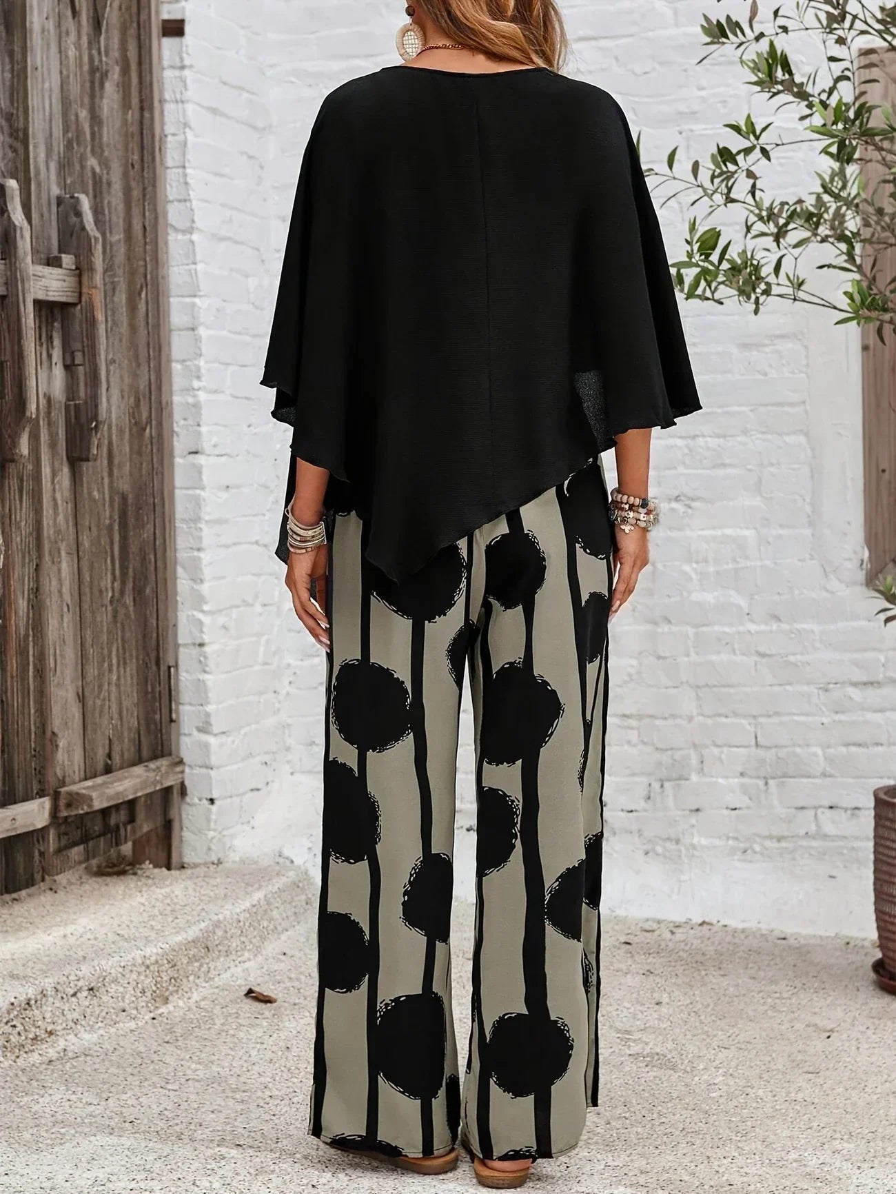 Mila Women's Set | Asymmetric Top & Printed Pants, Loungewear 2