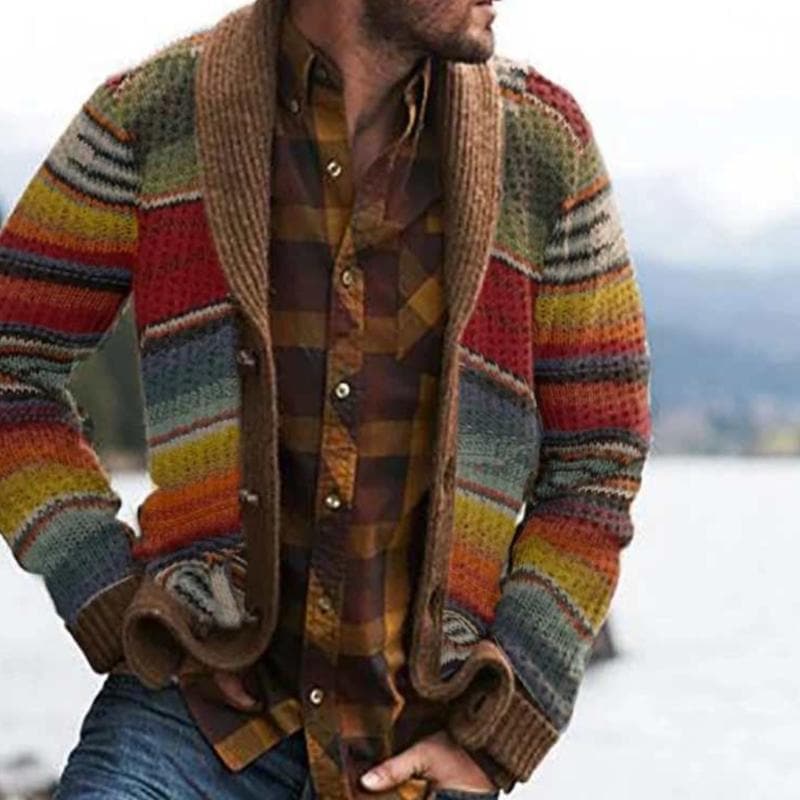 Milo Men's Cardigan | Cozy Knitted Multicolor Design 0