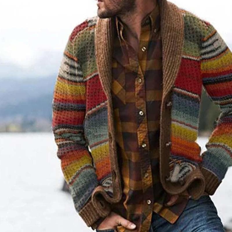 Milo Men's Cardigan | Cozy Knitted Multicolor Design 1