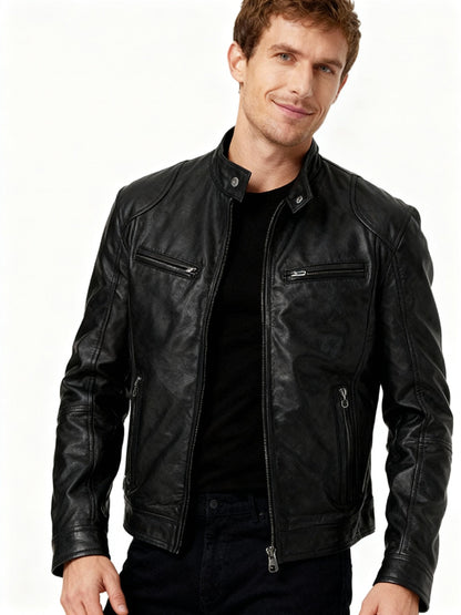 Milo Men's Casual Jacket | PU Leather, Adjustable Cuffs 0