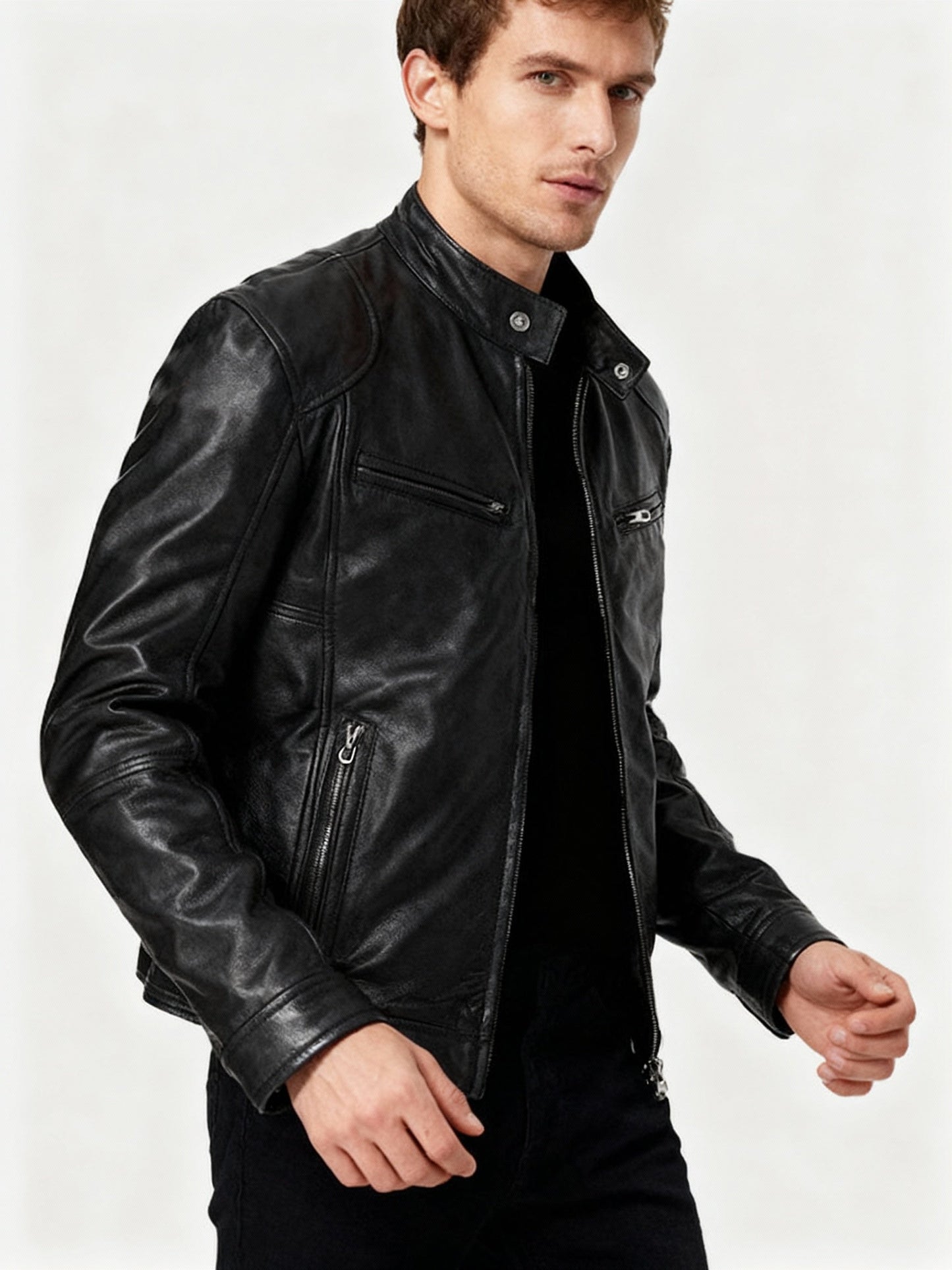 Milo Men's Casual Jacket | PU Leather, Adjustable Cuffs 1