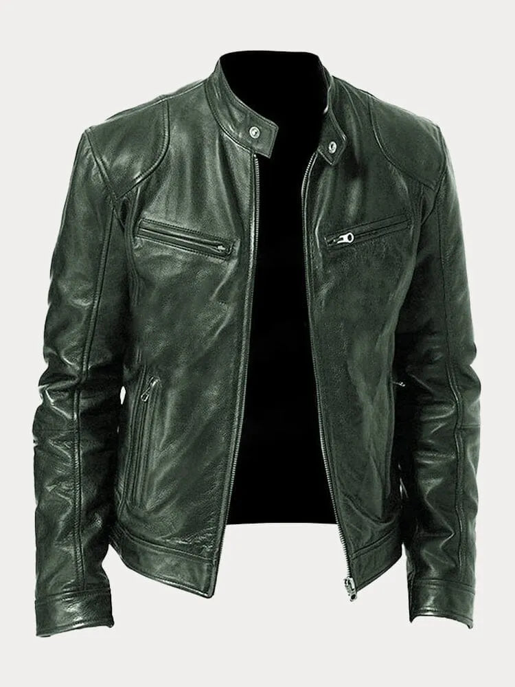 Milo Men's Casual Jacket | PU Leather, Adjustable Cuffs 11
