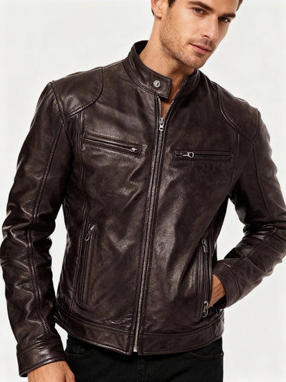 Milo Men's Casual Jacket | PU Leather, Adjustable Cuffs 2