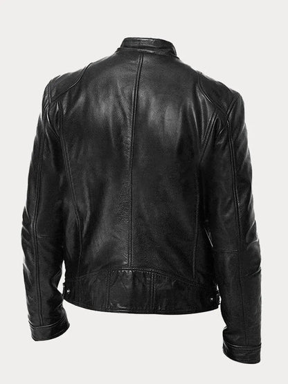 Milo Men's Casual Jacket | PU Leather, Adjustable Cuffs 3