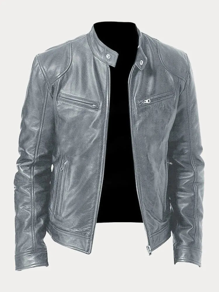 Milo Men's Casual Jacket | PU Leather, Adjustable Cuffs 8
