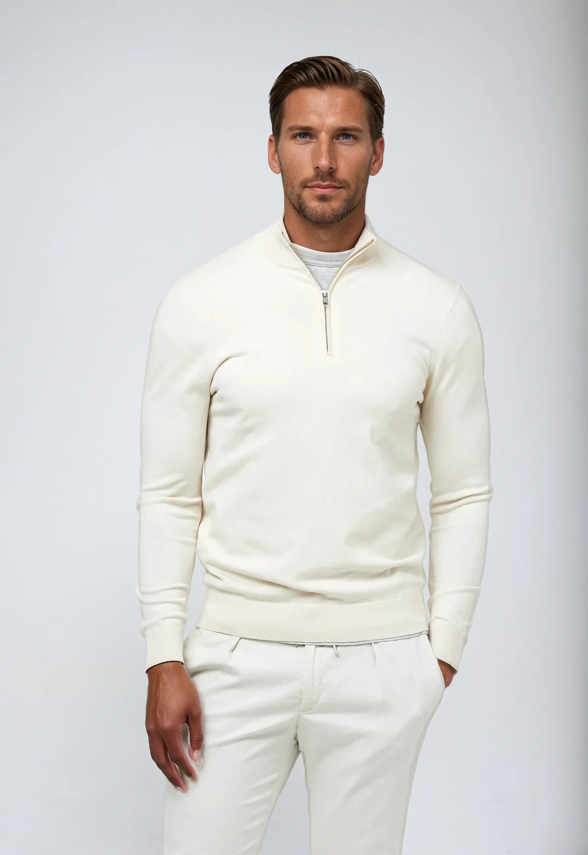 Milo Men's Half Zip Sweatshirt | Tailored Fit, Casual Elegance 0