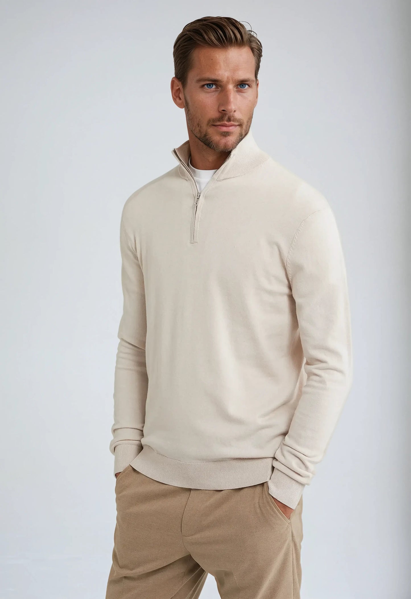 Milo Men's Half Zip Sweatshirt | Tailored Fit, Casual Elegance 5