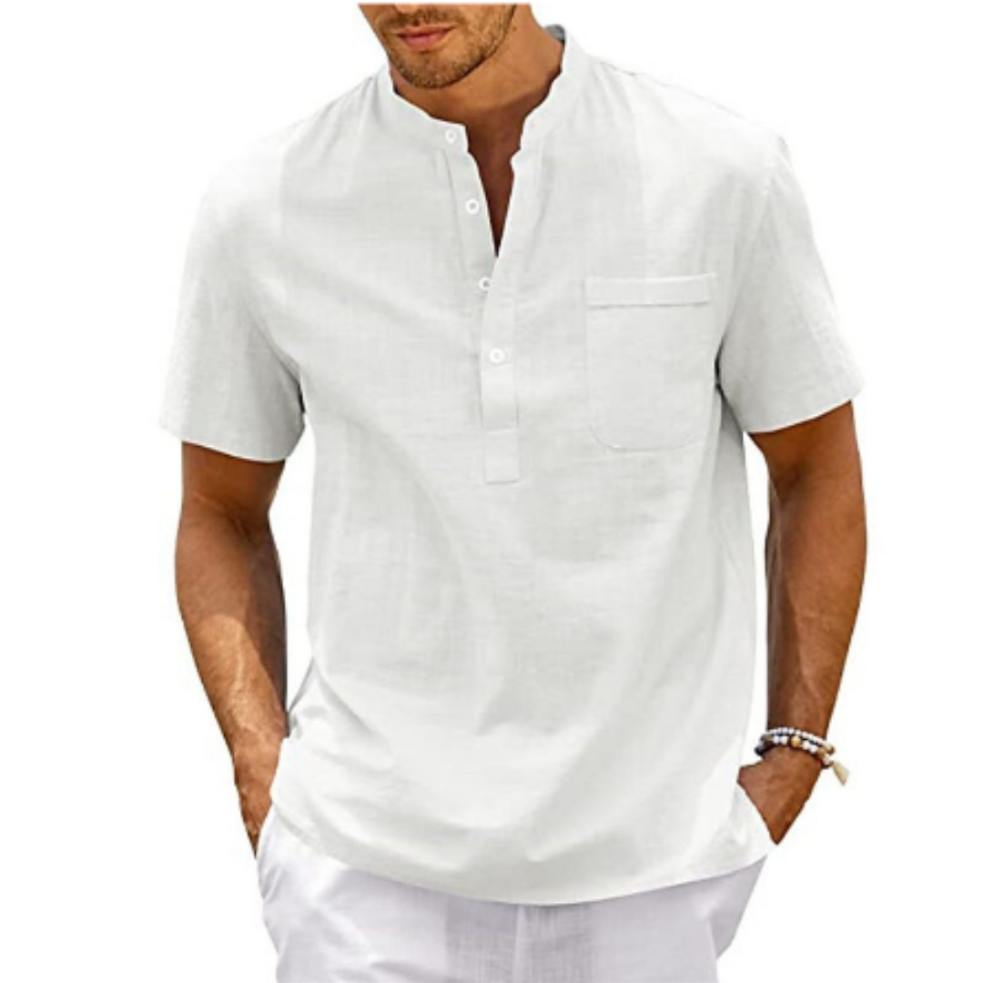 Milo Men's Summer Shirt | Mandarin Collar, Short Sleeve 0