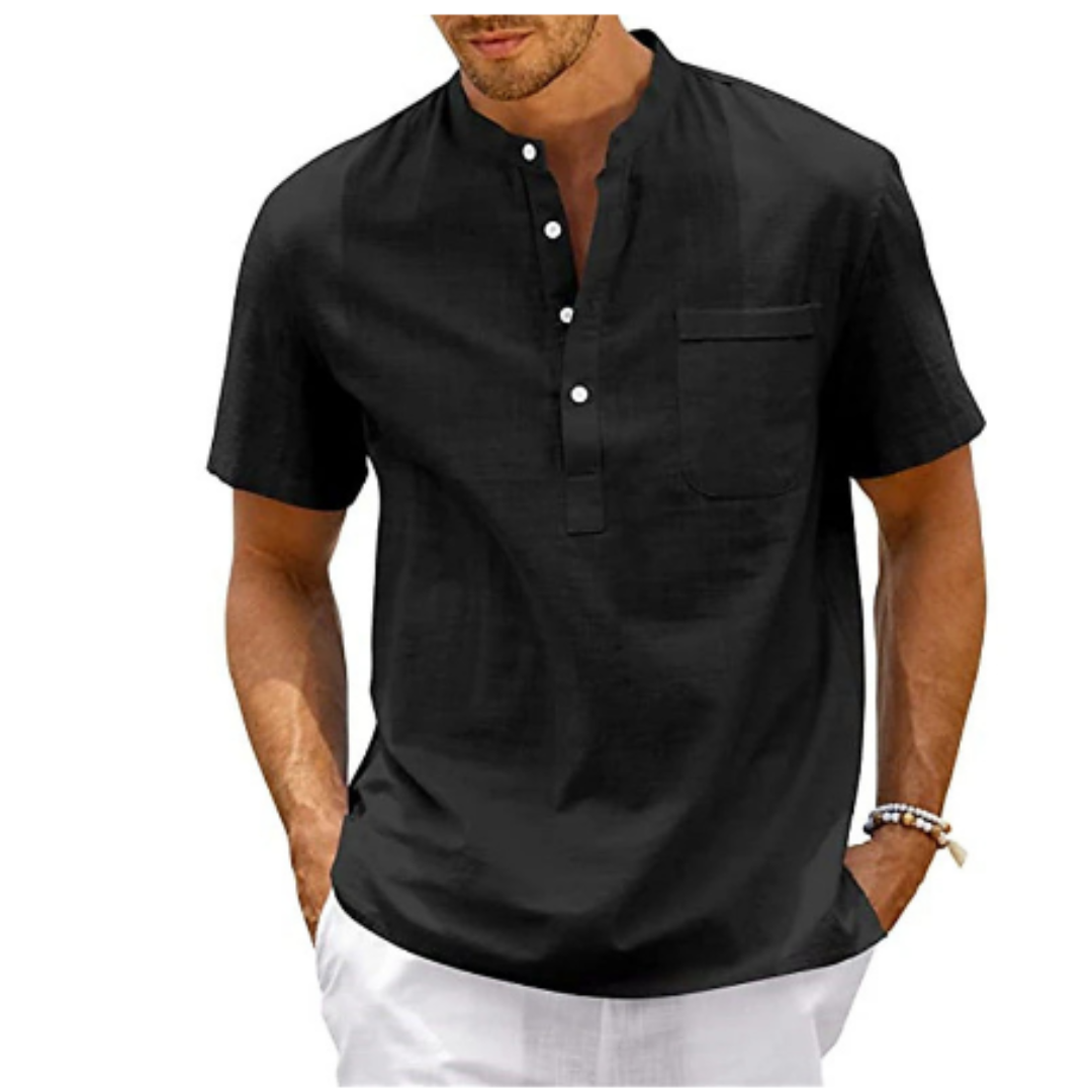 Milo Men's Summer Shirt | Mandarin Collar, Short Sleeve 1
