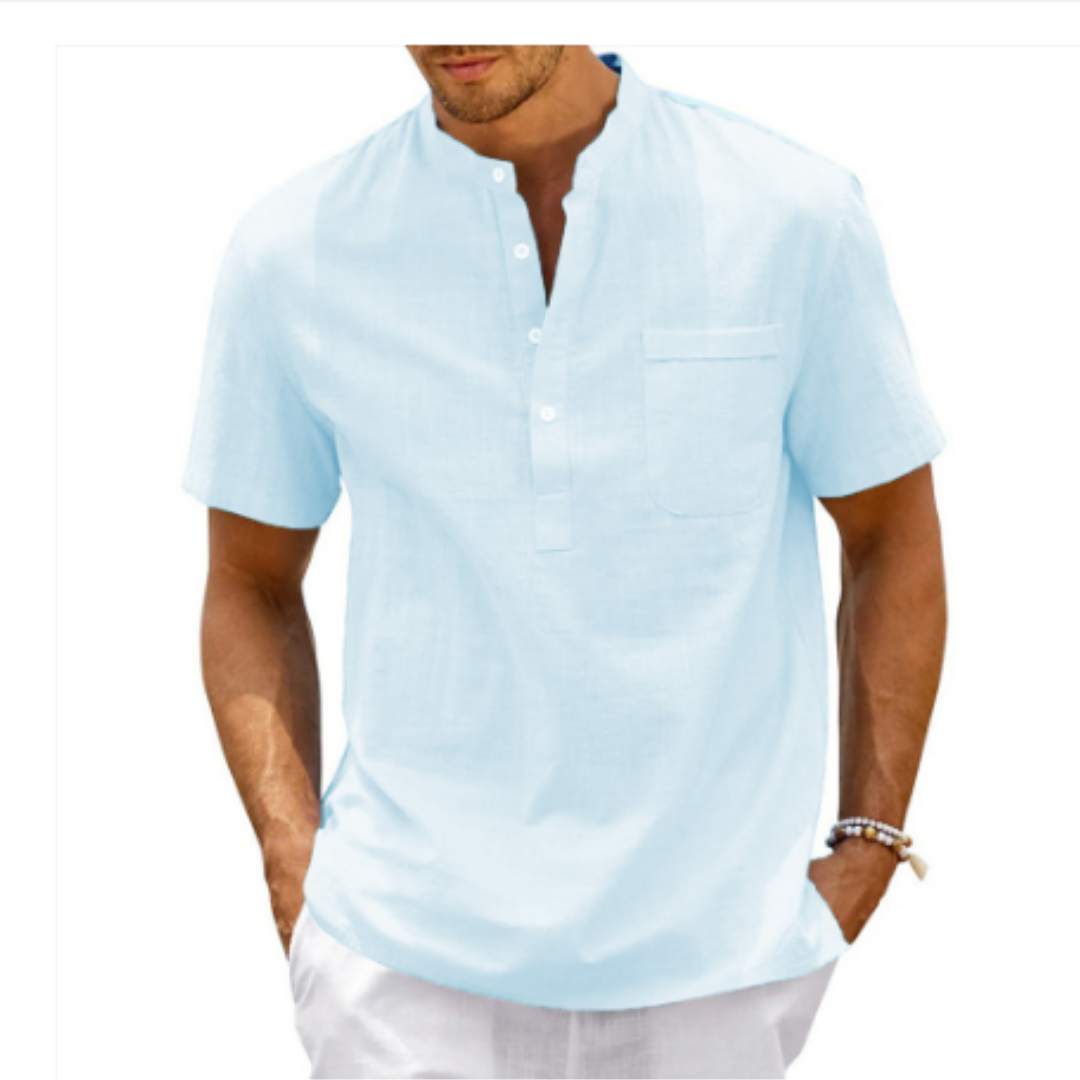 Milo Men's Summer Shirt | Mandarin Collar, Short Sleeve 2