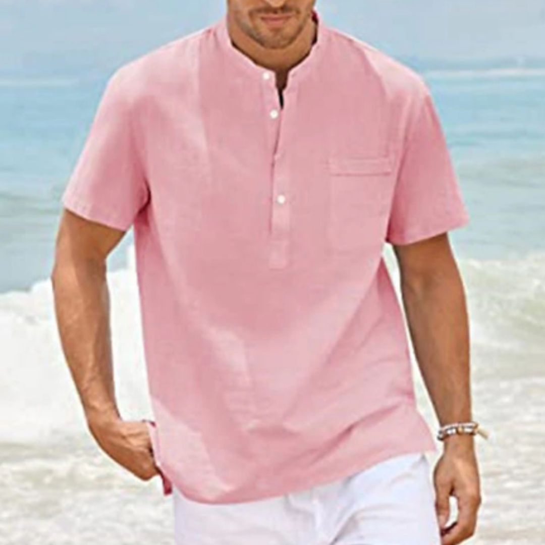 Milo Men's Summer Shirt | Mandarin Collar, Short Sleeve 3