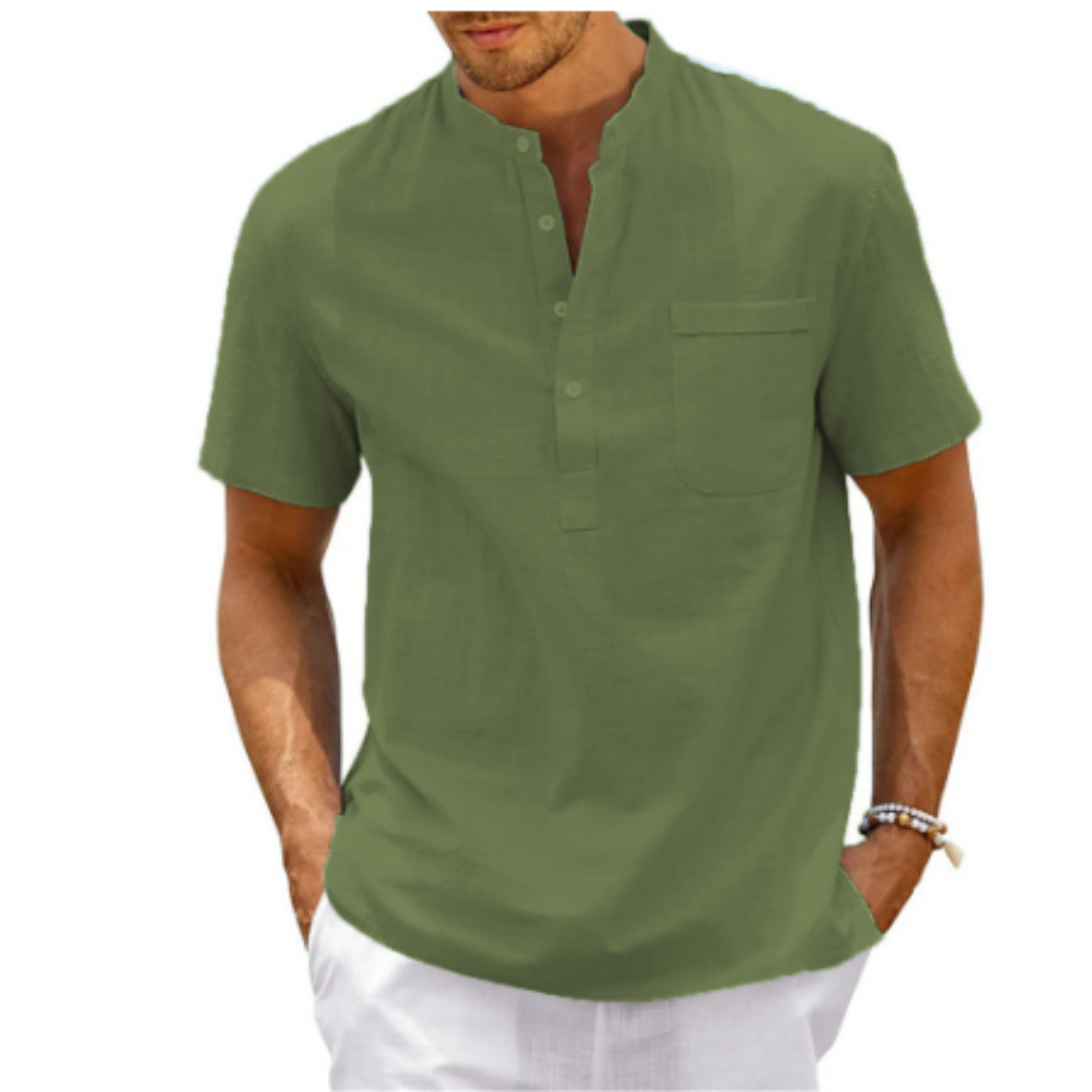 Milo Men's Summer Shirt | Mandarin Collar, Short Sleeve 4
