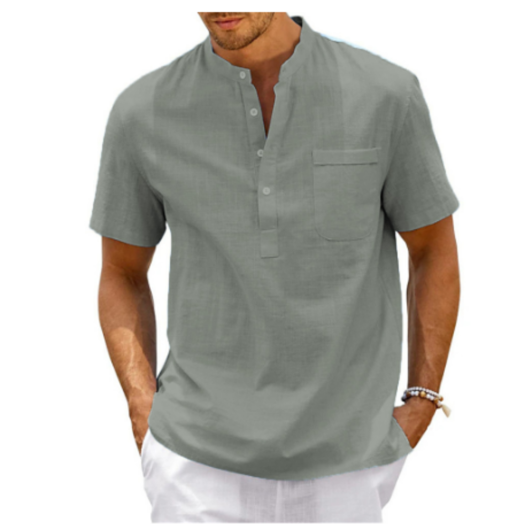 Milo Men's Summer Shirt | Mandarin Collar, Short Sleeve 5