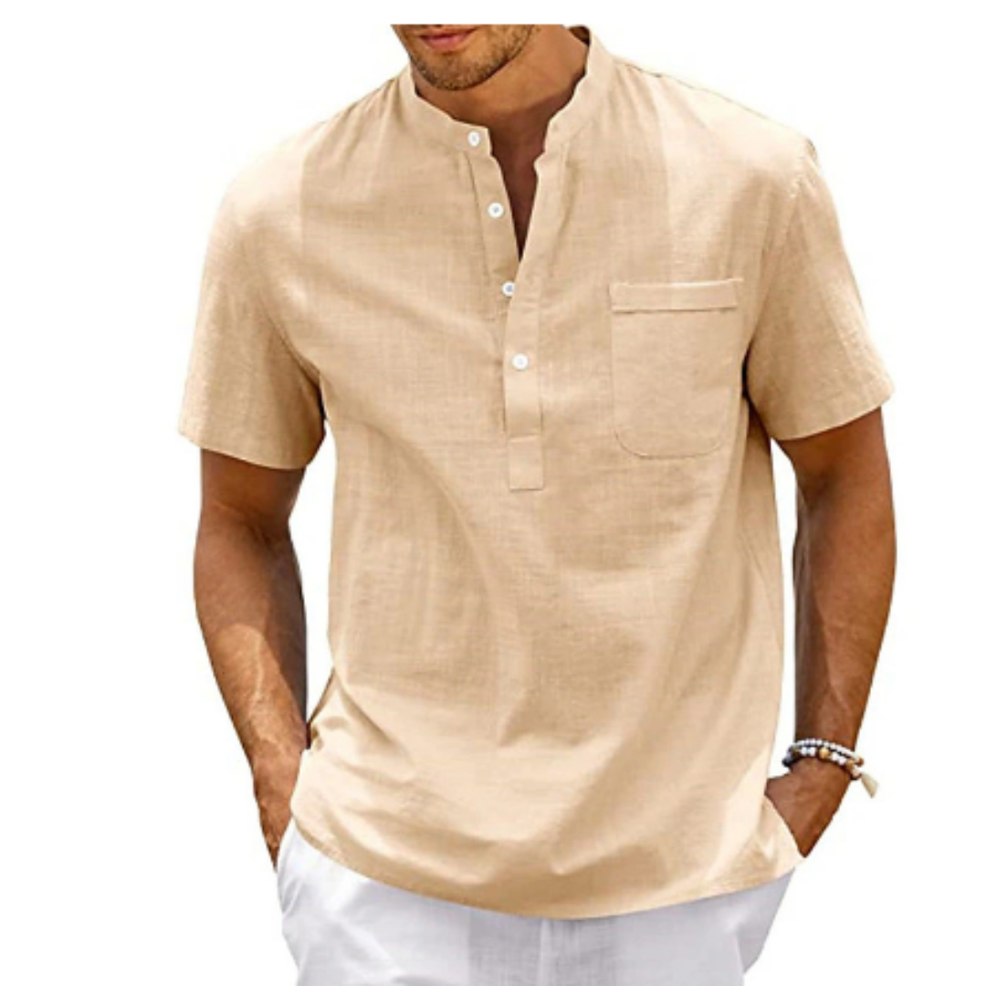 Milo Men's Summer Shirt | Mandarin Collar, Short Sleeve 6