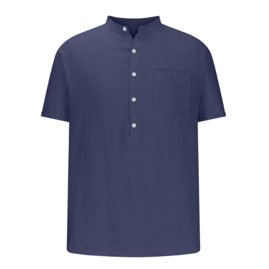 Milo Men's Summer Shirt | Mandarin Collar, Short Sleeve 7