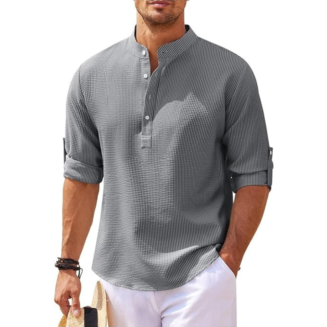 Milo Men's Summer Shirt | Stand-Up Collar, Lightweight 0
