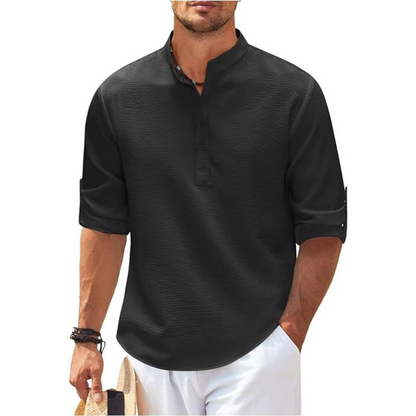 Milo Men's Summer Shirt | Stand-Up Collar, Lightweight 1