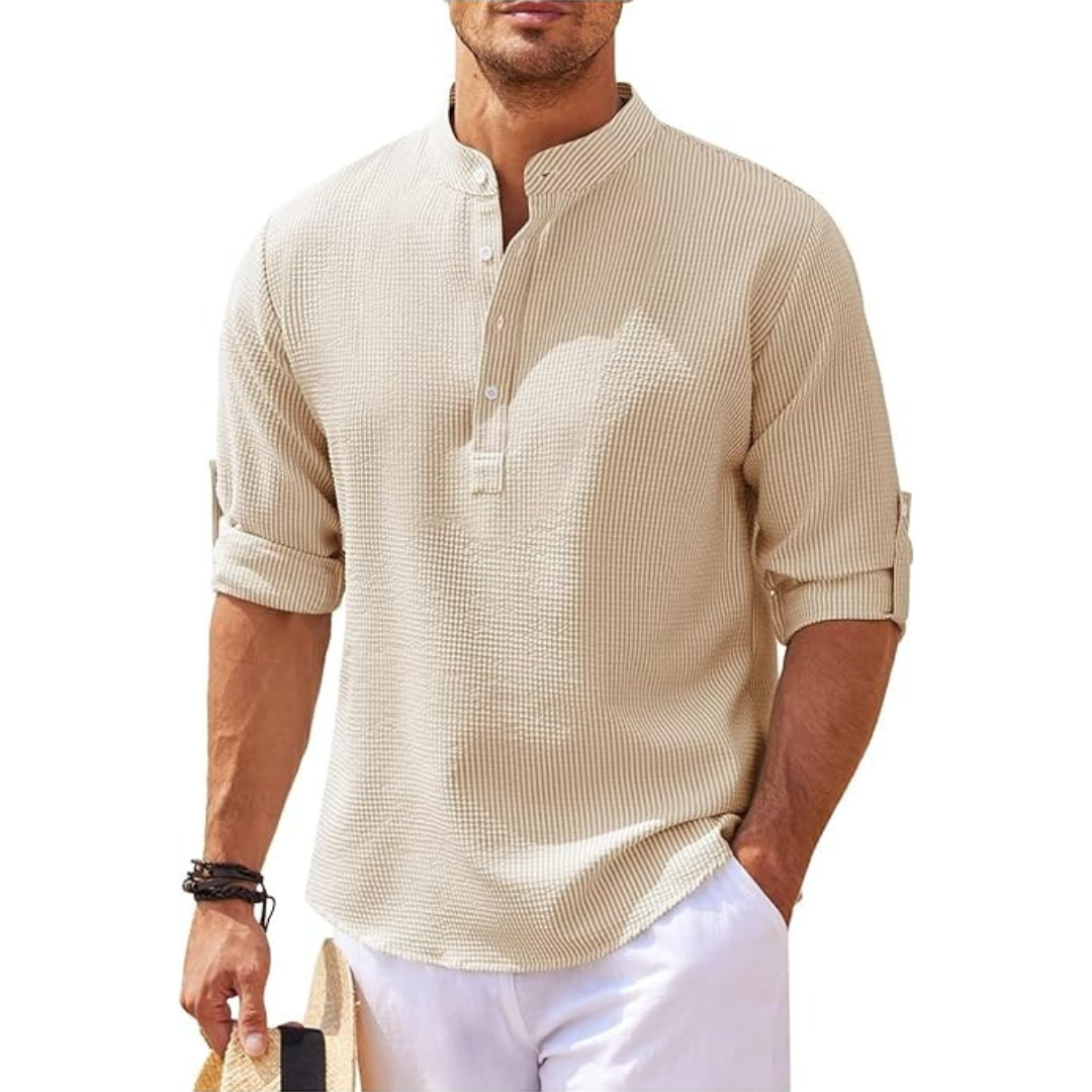 Milo Men's Summer Shirt | Stand-Up Collar, Lightweight 3