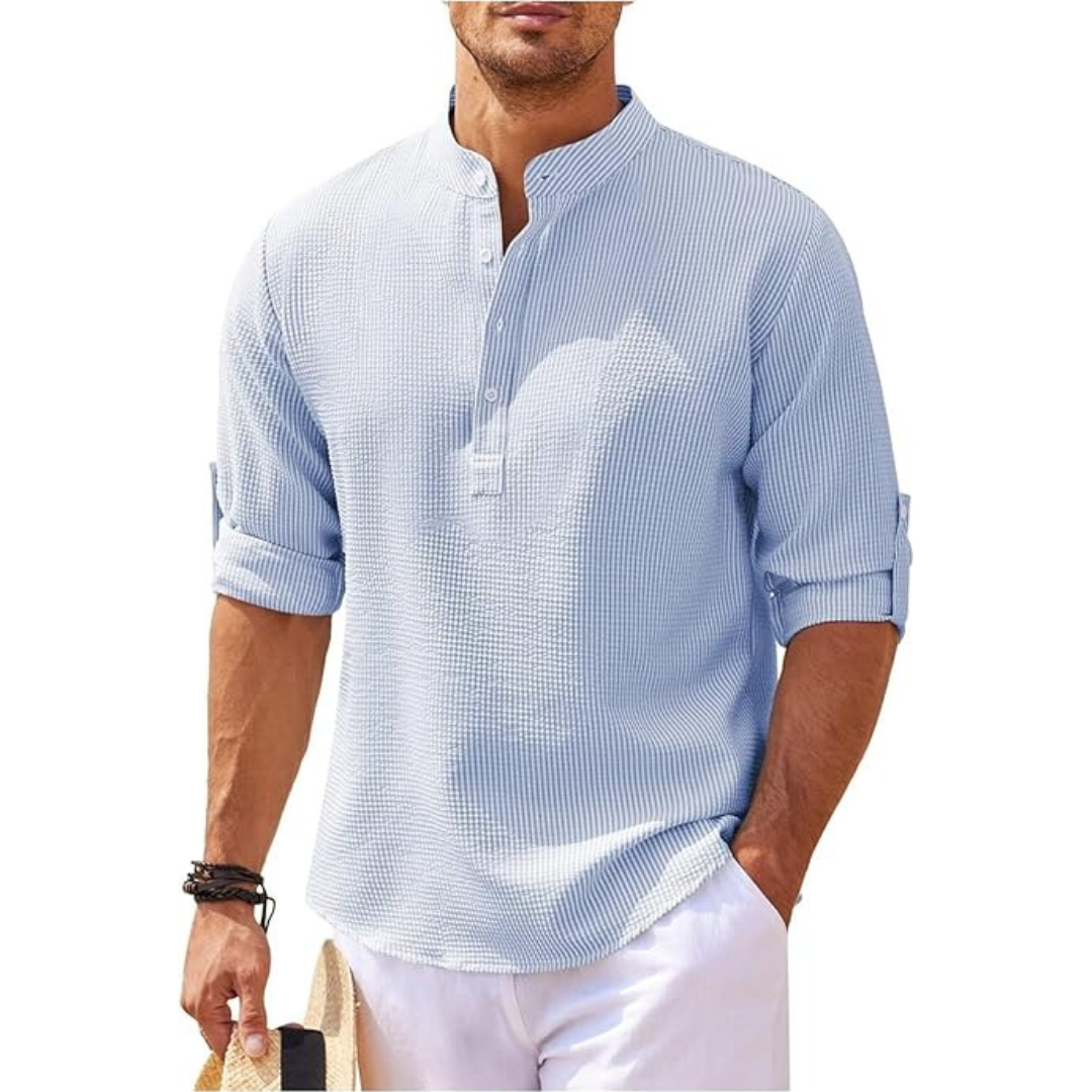 Milo Men's Summer Shirt | Stand-Up Collar, Lightweight 4