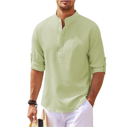 Milo Men's Summer Shirt | Stand-Up Collar, Lightweight 5