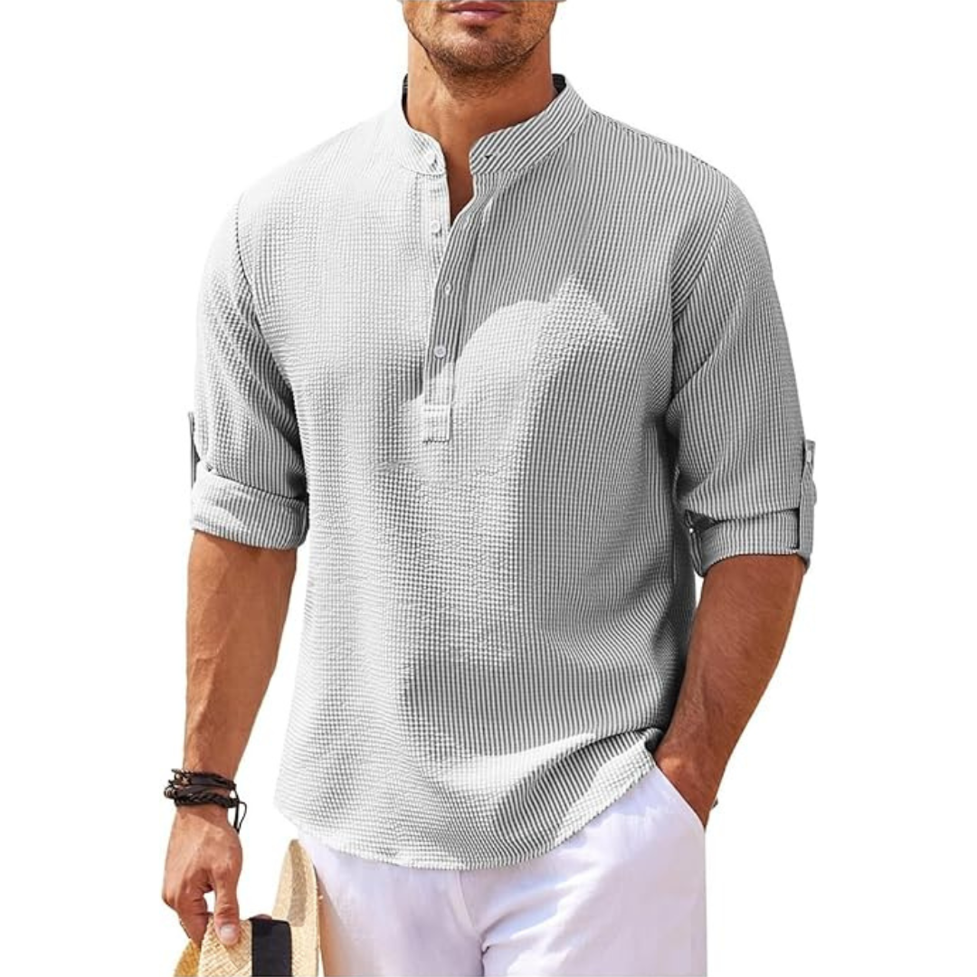 Milo Men's Summer Shirt | Stand-Up Collar, Lightweight 6