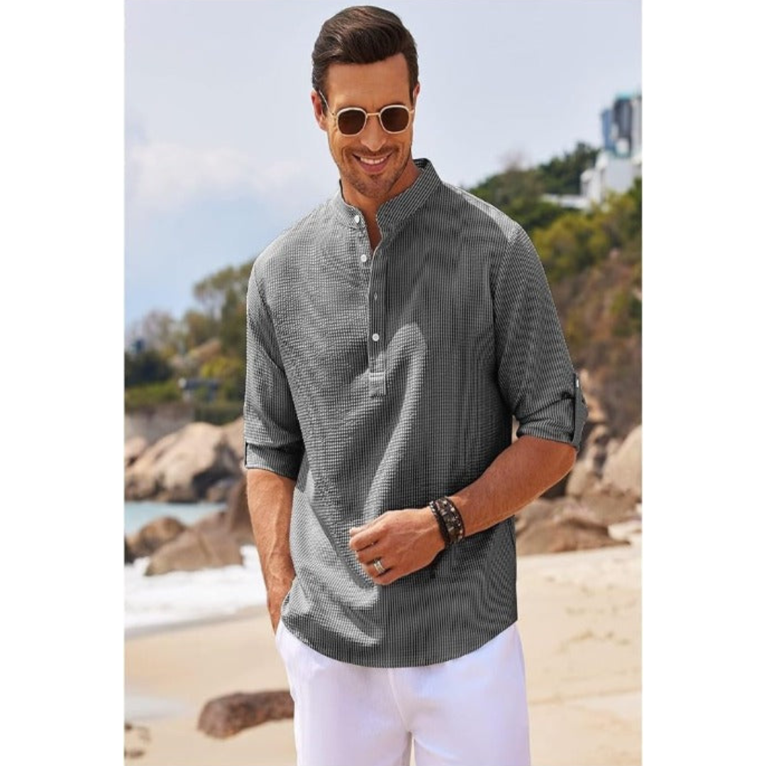 Milo Men's Summer Shirt | Stand-Up Collar, Lightweight 8
