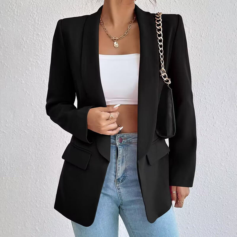 Mira Women's Black Blazer | Modern Open Design, Versatile Style 0